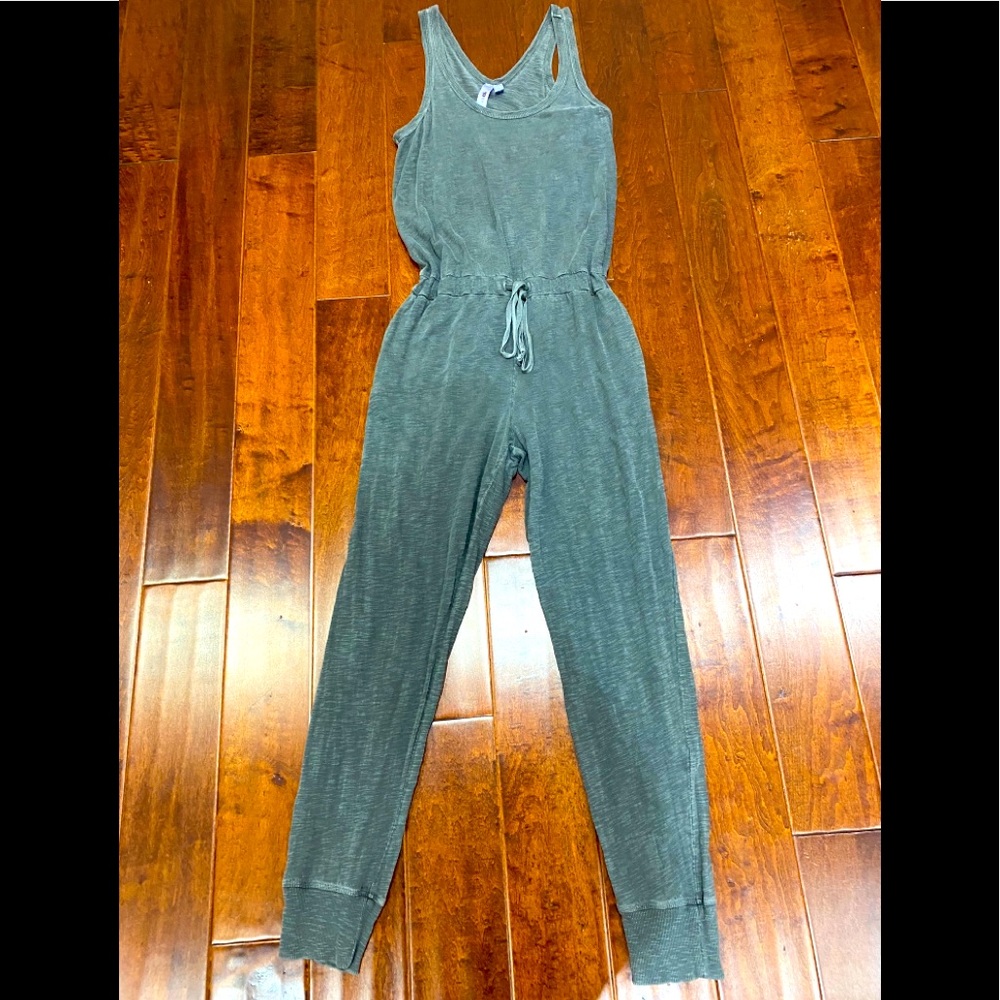 WILT Slub Jersey Tank Jumpsuit Gray Size Medium
